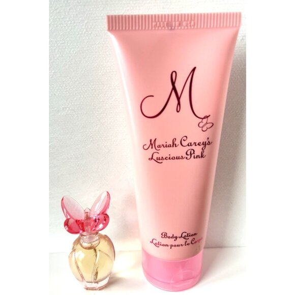 Mariah Carey Luscious Pink EDP 5ml Mini & 100ml Body Lotion Discontinued Set NEW - Picture 1 of 6